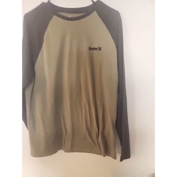 Hurley Long Sleeve T-Shirt Men’s Medium Green W Black Sleeve - Picture 2 of 12